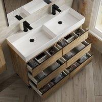 Banyetti Vatilla 1200mm Floorstanding Vanity with Veneto 2 Tap Hole Basin - Ostippo Oak in Light Oak