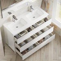 Banyetti Vatilla 1200mm Floorstanding Vanity Unit with Athena Basin - Gloss White in Amber
