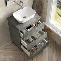 Banyetti Vatilla 600mm Floorstanding Vanity Unit with Matching Worktop - Cemento Grey