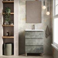 Banyetti Vatilla 600mm Floorstanding Vanity Unit with Lira Basin - Cemento Grey