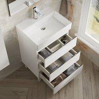 Banyetti Vatilla 600mm Floorstanding Vanity with Veneto 1 Tap Hole Basin - Gloss White