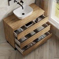 Banyetti Vatilla 1000mm Floorstanding Vanity with Matching Worktop - Ostippo Oak in Light Oak