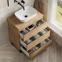 Banyetti Vatilla 700mm Floorstanding Vanity with Matching Worktop - Ostippo Oak in Light Oak