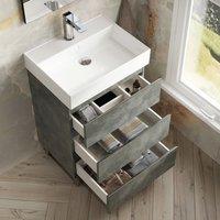 Banyetti Vatilla 600mm Floorstanding Vanity Unit with Veneto 1 TH Basin-Cemento Grey