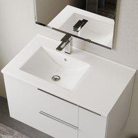 Banyetti Lira 800mm Porcelain Basin Offset Sink - Gloss White
