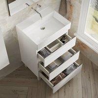 Banyetti Vatilla 600mm Floorstanding Vanity with Veneto 1 Tap Hole Basin - Gloss White