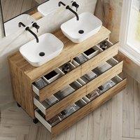 Banyetti Vatilla 1200mm Floorstanding Vanity with Matching Worktop - Ostippo Oak in Light Oak