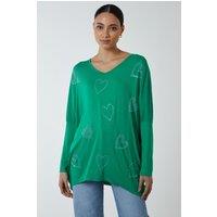Blue Vanilla Women's Green Long Sleeve Slip On V-neck Top | Size: Medium/Large
