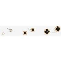Jon Richard Women's Gold Plated & Jet Enamel Earrings - Pack Of 3