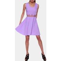 Cutie London Women's Scalloped Skater Dress with Sheer Waist in Lilac | Size: 10