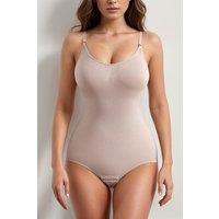 MODISHION Women's Bodysuit Tummy Control Shapewear Seamless Adjustable Straps in Beige | Size: Medium