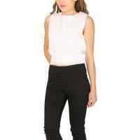 Cutie London Women's Grid Textured Top in White | Size: 10
