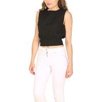Cutie London Women's Grid Textured Top in Black | Size: 12