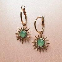 Luxe Tones Women's Solina Aqua Gem Hoop Earrings