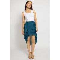 Cutie London Women's Stylish Pleated Tiered Look Skirt in Teal | Size: 10