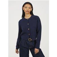 Brave Soul Women's Round Neck Jersey Knit Cardigan in Navy | Size: Large