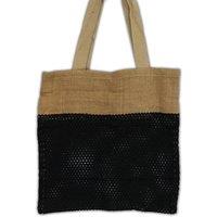 KDMD Women's Pure Soft Jute & Cotton Mesh Bag - Black
