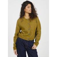 Brave Soul Women's Round Neck Jersey Knit Cardigan in Olive | Size: Large