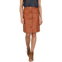 Cutie London Women's Pencil Skirt with Front Silver Poppers in Tan | Size: 10