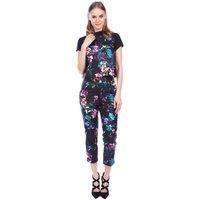 Cutie London Women's Coloured Floral Trousers in Black | Size: 8