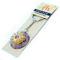 KDMD Women's Orgonite Power Keyring - Amethyst Mandala Hearts