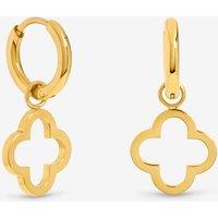 Jon Richard Women's Waterproof Gold Plated Clover Huggie Hoops