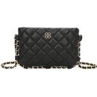 Fontanella Fashion Women's Clover Quilted Diamond Patterned Mini PU Leather Crossbody Bag in Black