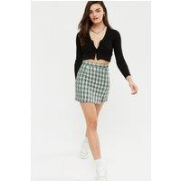 Cutie London Women's Green Check Mini Skirt in Mint | Size: 14