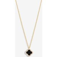Jon Richard Women's Gold Plated & Jet Clover Pendant Necklace