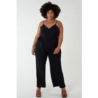 Blue Vanilla Women's Button Front Strappy Jumpsuit in Black | Size: 26-28