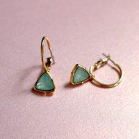 Luxe Tones Women's Holly Aqua Gem Hoop Earrings