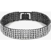 Jon Richard Women's Hematite & Crystal Multi Row Bracelet in Black