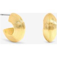 Jon Richard Women's Ribbed Hoop Earrings in Gold