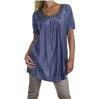 Paulo Due Women's Short Sleeve Shimmery Tunic Top in Blue | Size: S/M