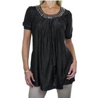 Paulo Due Women's Short Sleeve Shimmery Tunic Top in Black | Size: S/M