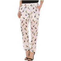 Cutie London Women's Tropical Bird Print Beach Trousers in White | Size: 8