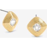Jon Richard Women's Gold Plated Ridge & Crystal Stud Earrings