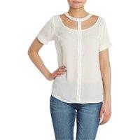 Cutie London Women's Button-Down Top with Cutout Neckline in White | Size: 10