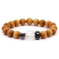 KDMD Women's Cedarwood Crown Chakra Bangle with Clear Quartz in White