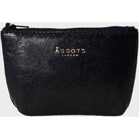 Assots London Women's 'Diana' Full Grain Leather Zip Top Coin Purse in Black