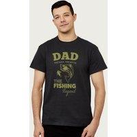 Coto7 Men's The Fishing Legend Dad Fathers Day T-Shirt in Black | Size: Large