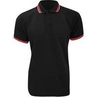 Kustom Kit Men's Tipped Piqu Short Sleeve Polo Shirt in Black | Size: Medium