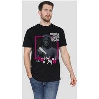 Squid Game Men's FRONT MAN KOREAN LOGO T-Shirt, Black | Size: Large