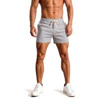 MODISHION Men's Cotton Drawstring Workout Sport Shorts in Light Grey | Size: 2XL