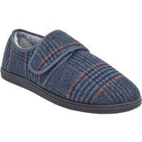 Chums Men's Dr Keller Wide Fit Faux Fur Lined Touch Fasten Slipper in Navy | Size: 8