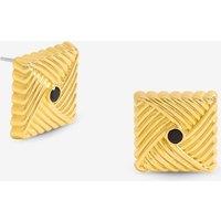 Jon Richard Women's Gold Plated Ridge & Jet Square Earrings