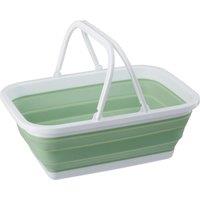 Orsina Collapsible Laundry Basket in Green, Folding Washing Hamper With Handles, Compact Basket For Household Use in Green