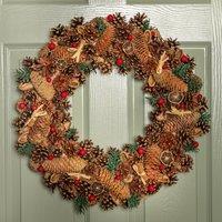 Samuel Alexander 50cm Winter Spice Hanging Christmas Wreath with Pine Cones Red Berries & Dried Fruit in Brown