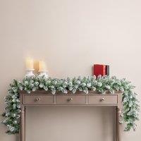 Christow Christmas Garland Flocked Snowy Artificial Pine Decoration 180cm (S) or 270cm (L) in Green | Size: Small