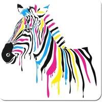 Warren Reed - Designer Multi Coloured Zebra Coasters - Set of 4 in Pink